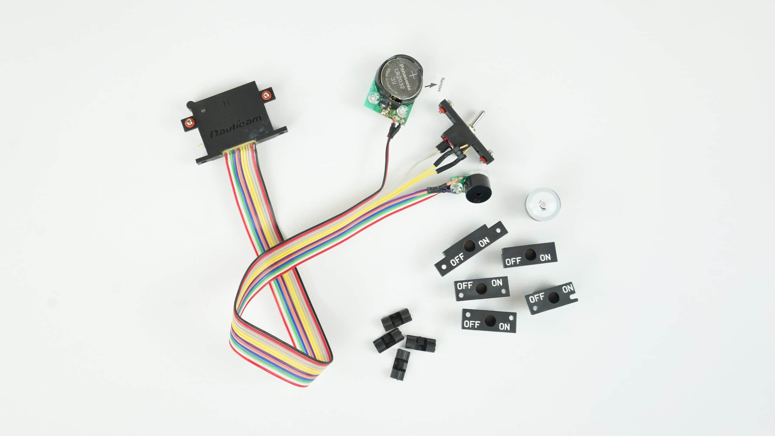Vacuum Detection/Moisture Alarm PCB set (incl. on/off switch and mount, buzzer, moisture sensor, CR2032 battery holder and 4 colour LED; 1pcs Panasonic CR2032 batteries incl.)
