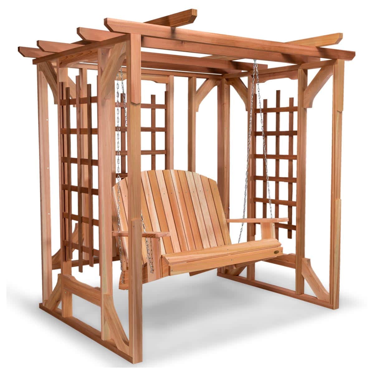 Cedar Patio Garden Pergola &amp; Hanging Swing Set