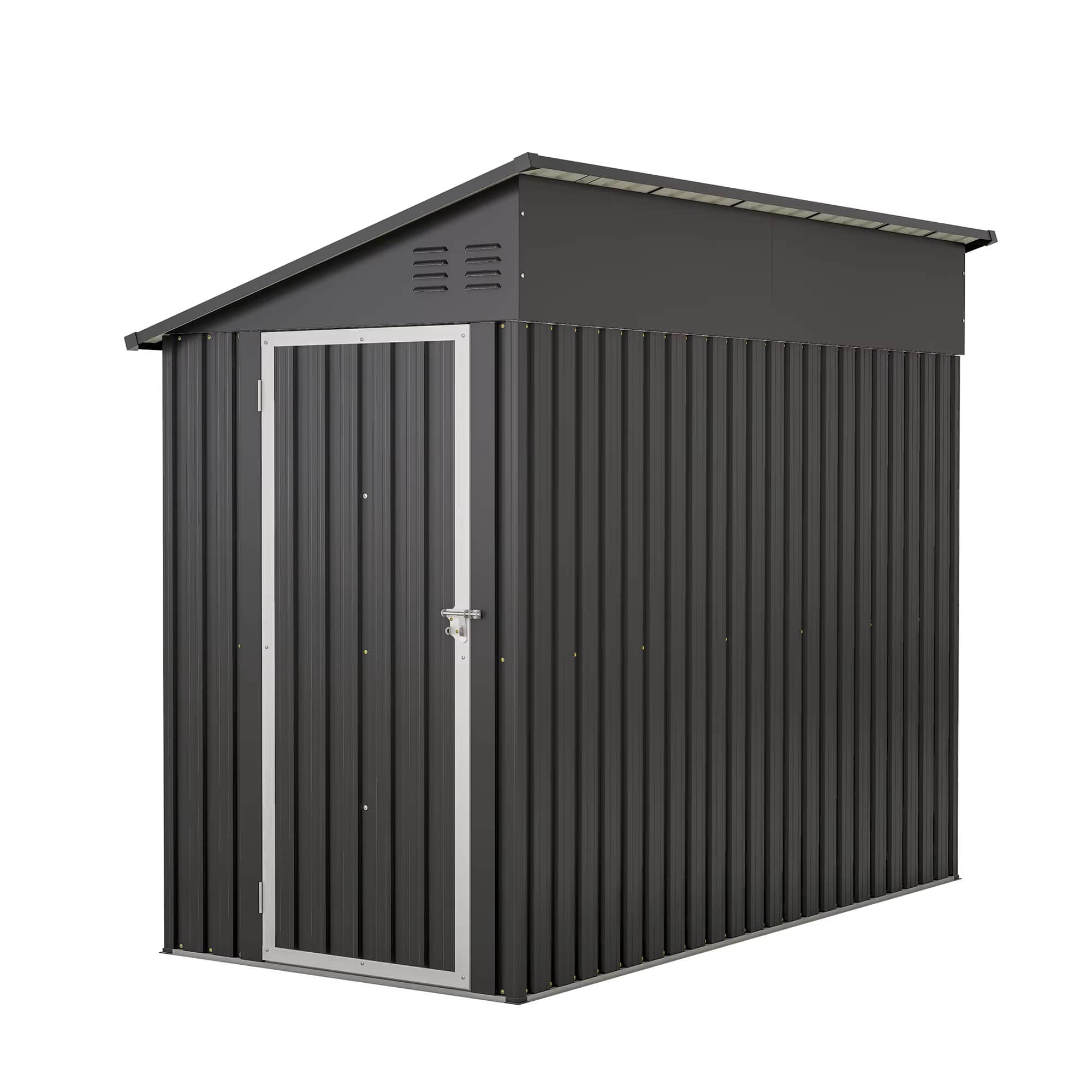 Metal Lean-To Outdoor Storage Shed 4×8 FT with Lockable Door