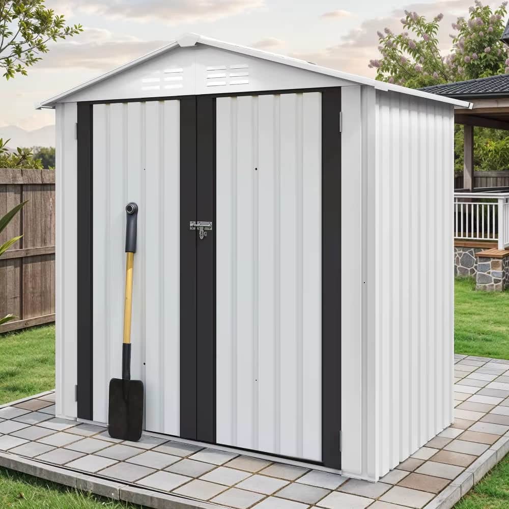 Metal Outdoor Storage Shed 6×4 FT with Double Doors and Vents
