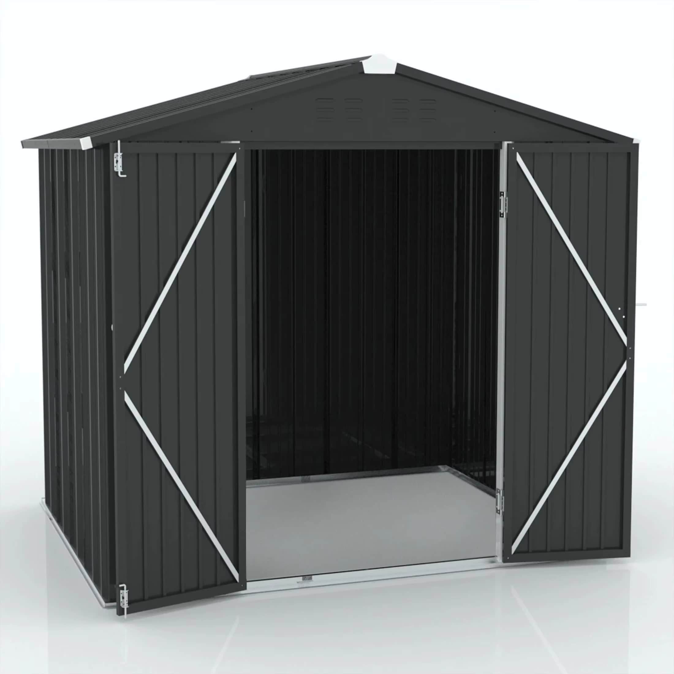 Metal Outdoor Storage Shed 8×6 FT with Hinged Doors and Vents