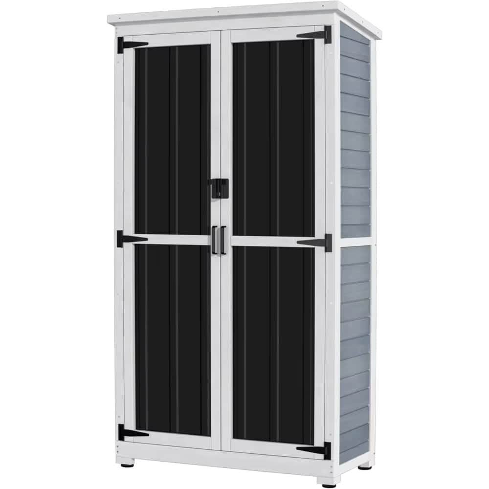 Tall Wooden Garden Storage Shed with Shelves and Lockable Doors