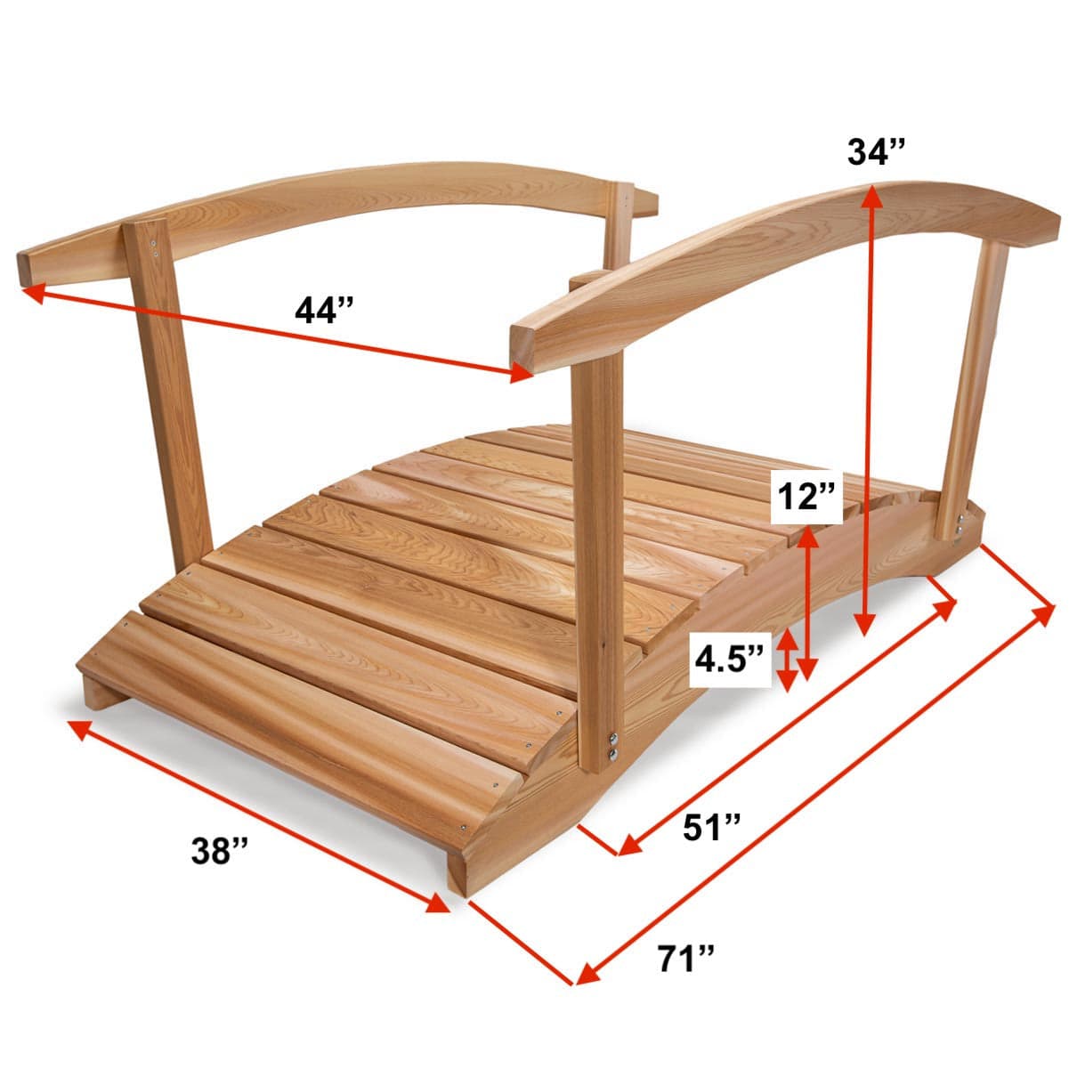 6' Cedar Garden Bridge &amp; Handrails