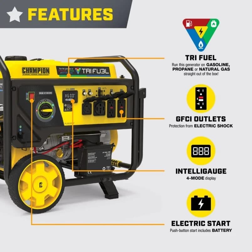 Champion 11,500/9,200-Watt Tri-Fuel Home Backup Portable Generators