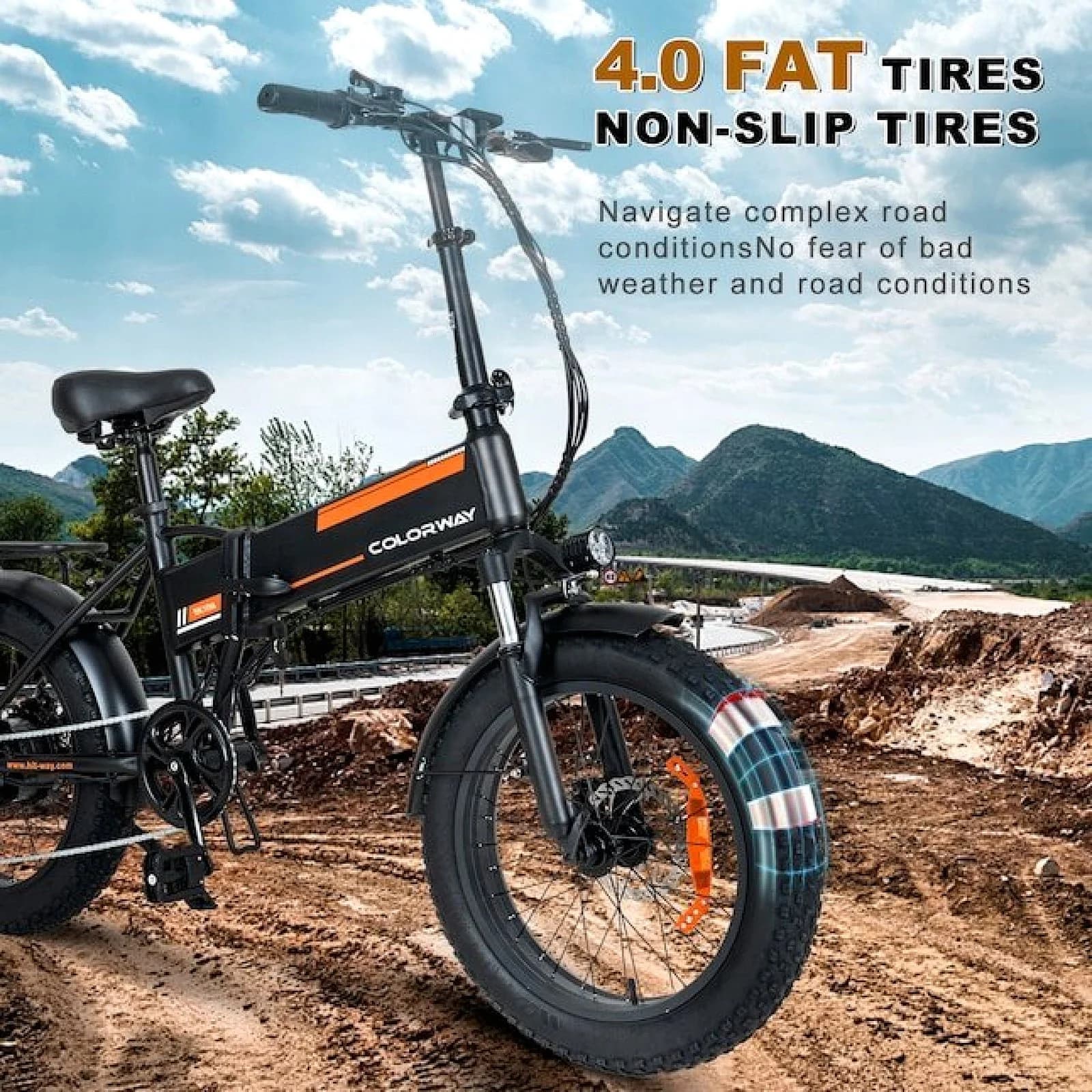 Colorway Orange 750W Fat Tire Electric Bike