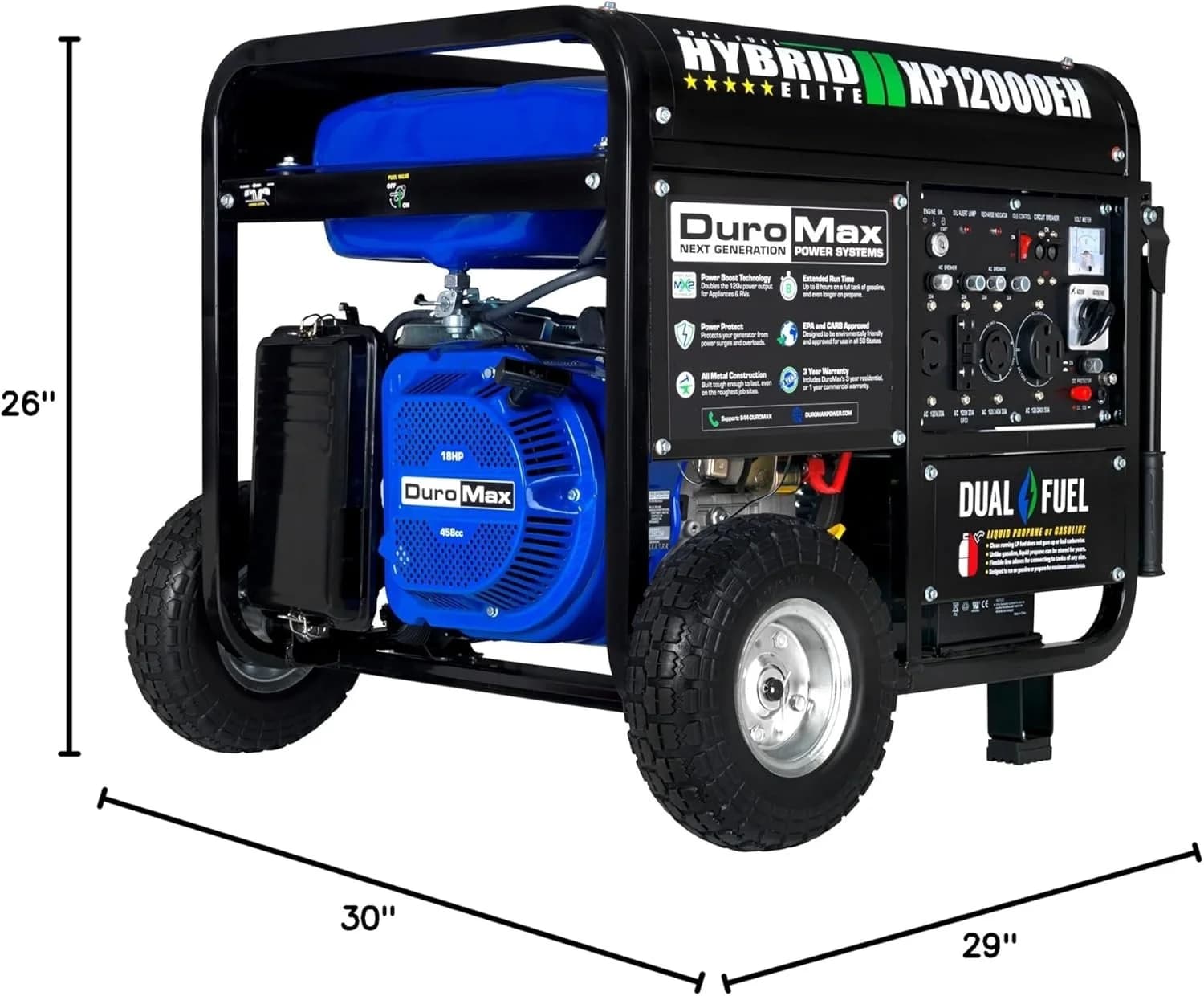 DuroMax XP12000EH 12,000 Watt Dual Fuel Portable Generators
