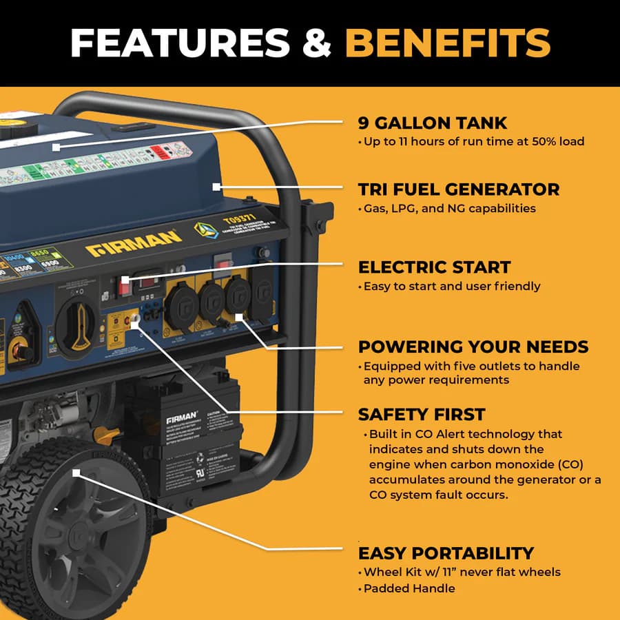 Firman 11600W Tri Fuel Portable Generators