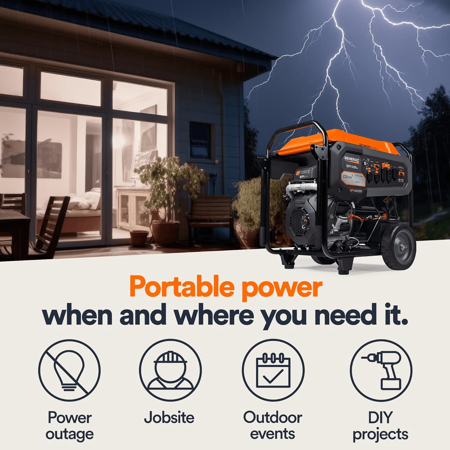 Generac 7706 Gas Powered Portable Generator 49st