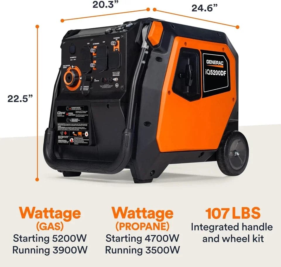 Generac iQ5200 5200W Dual Fuel Portable Inverter Generators