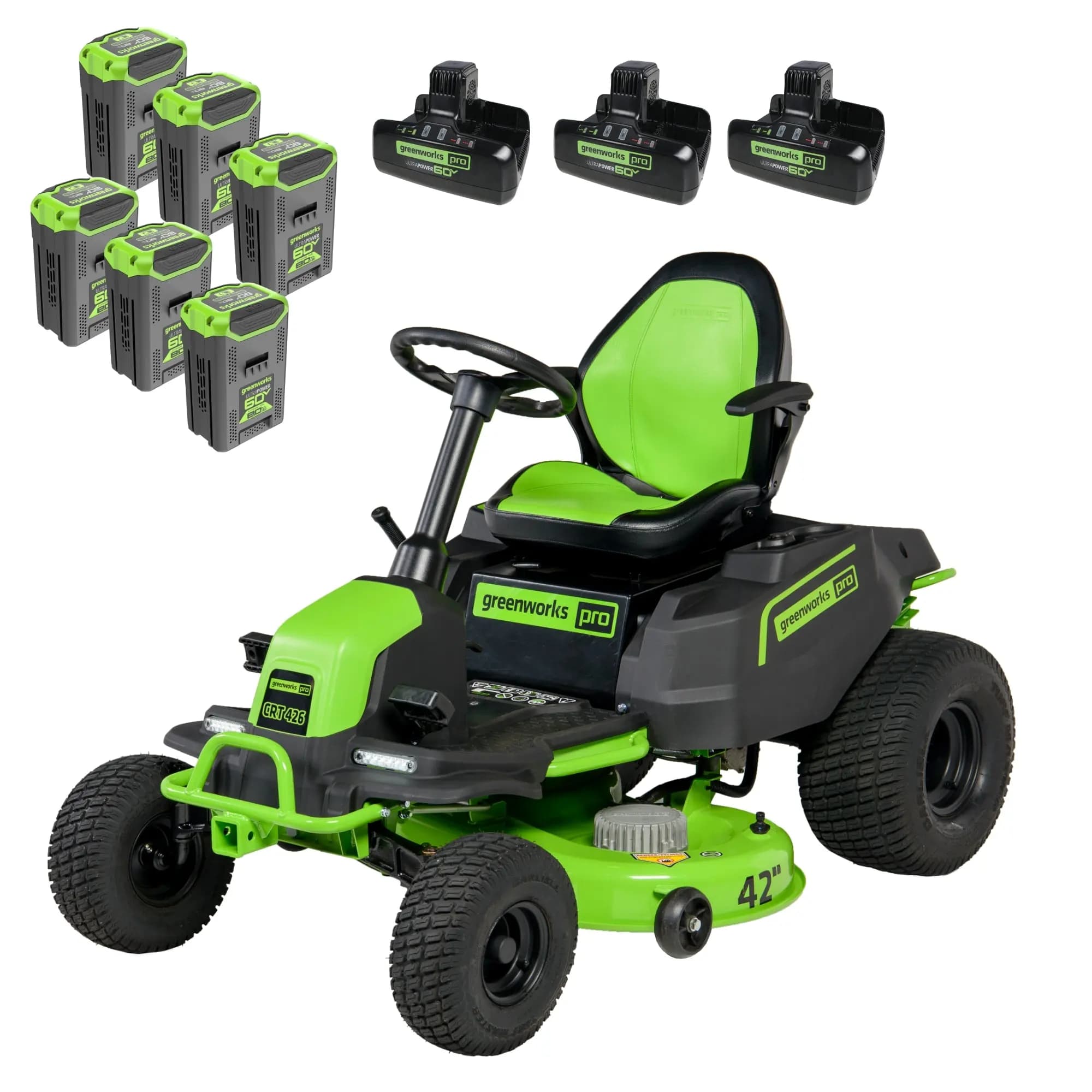 Greenworks 60V 42" Cordless Battery CrossoverT Riding Lawn Mowers