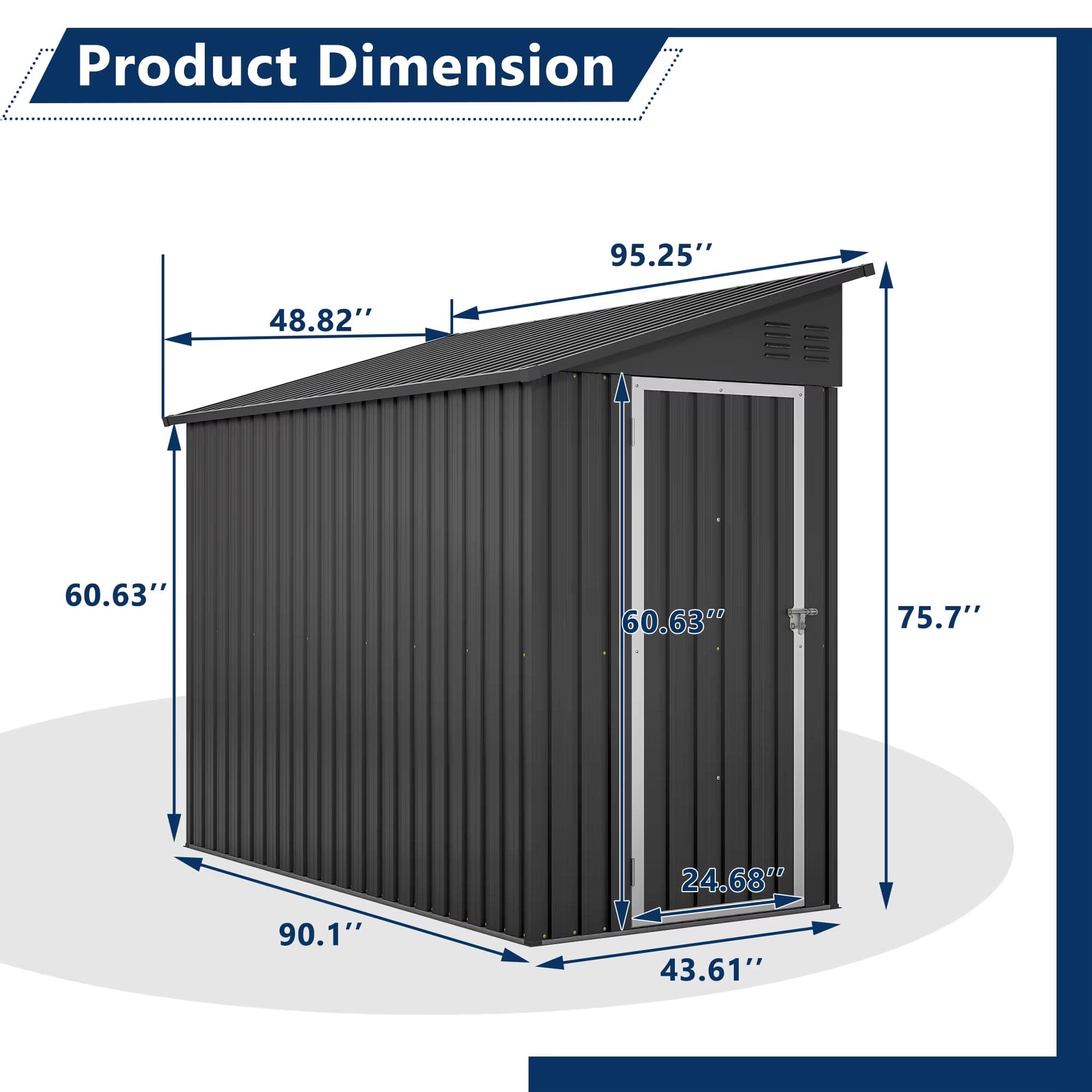Metal Lean-To Outdoor Storage Shed 4×8 FT with Lockable Door