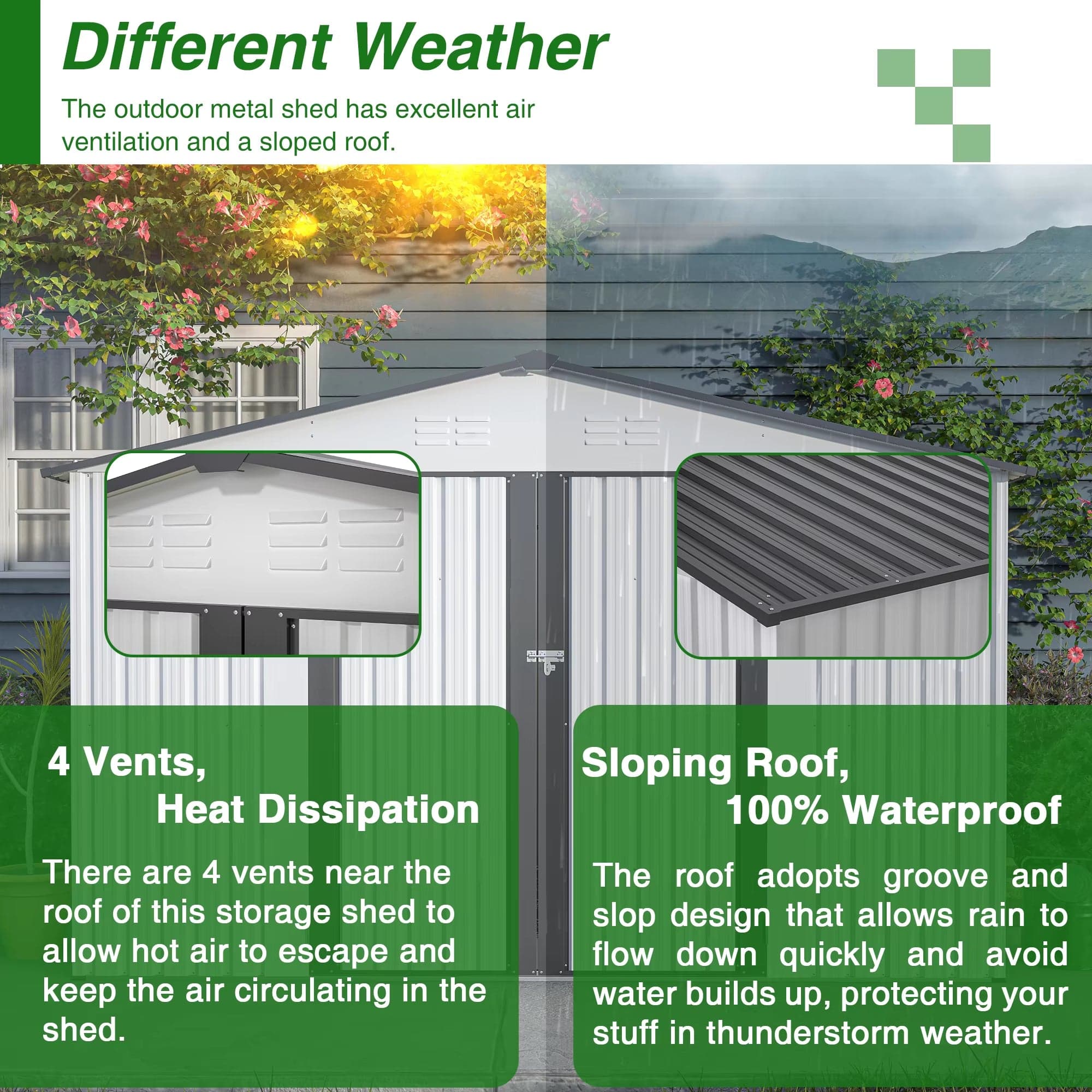 Metal Outdoor Storage Shed 10×8 FT with Sliding Double Doors