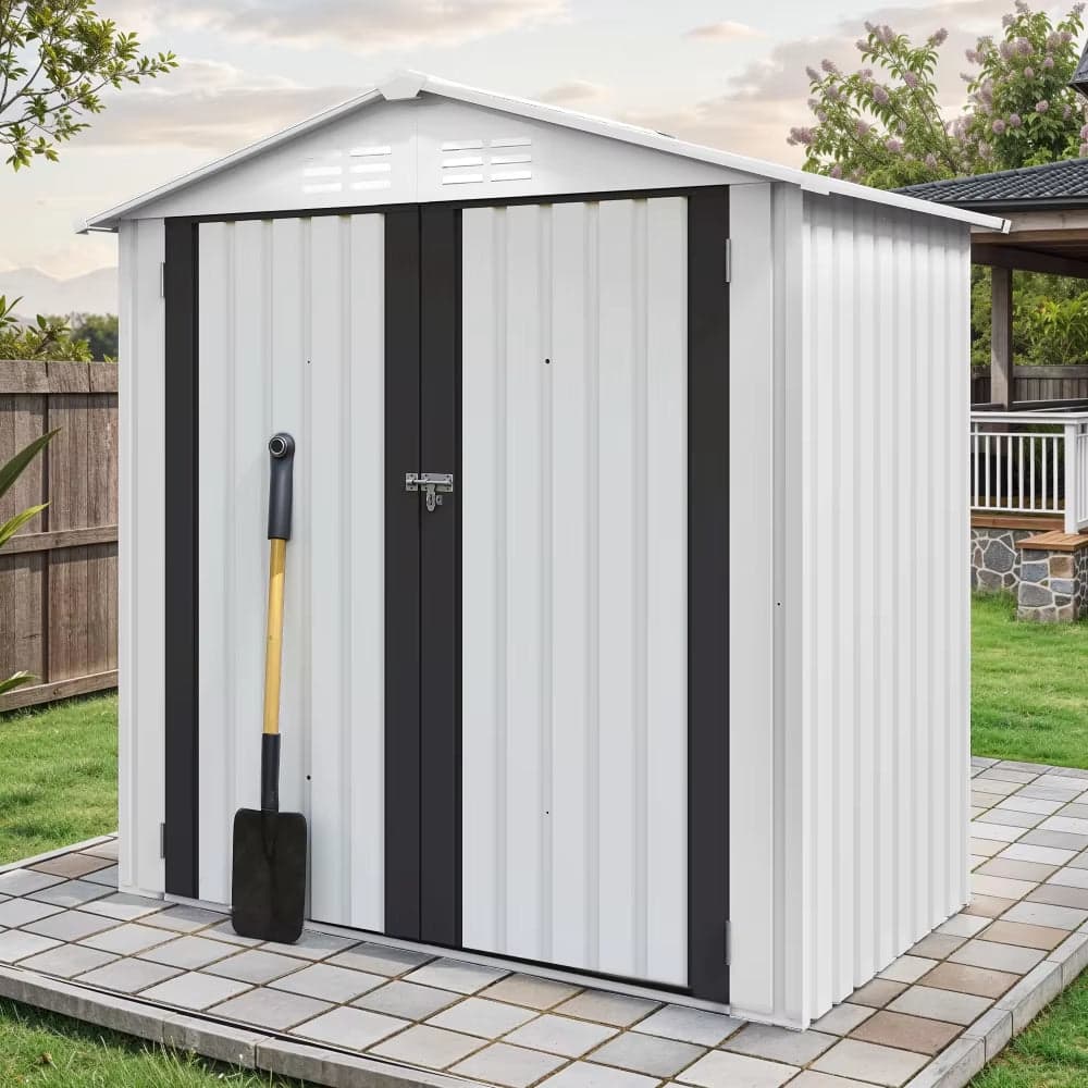 Metal Outdoor Storage Shed 6×4 FT with Double Doors and Vents