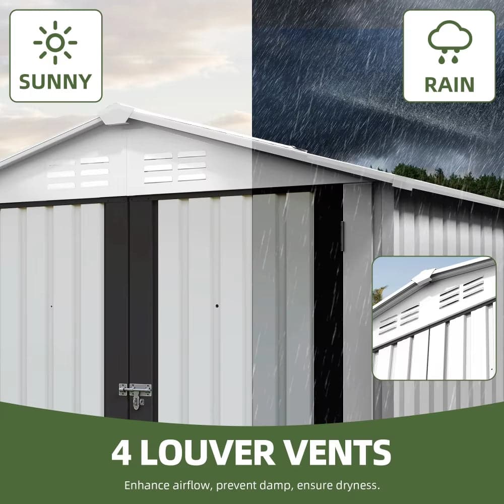 Metal Outdoor Storage Shed 6×4 FT with Double Doors and Vents