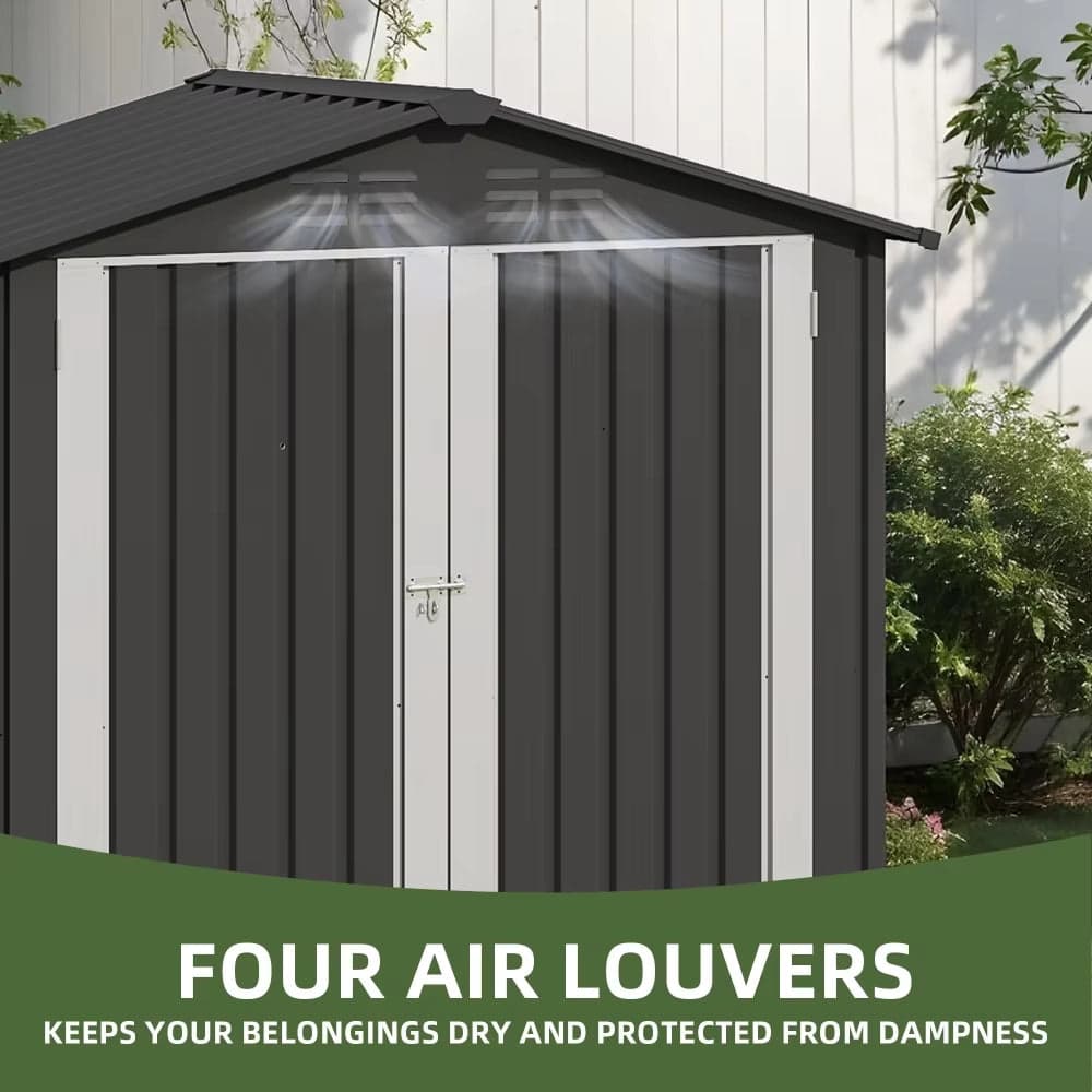 Metal Outdoor Storage Shed 6×4 FT with Hinged Door and Vents