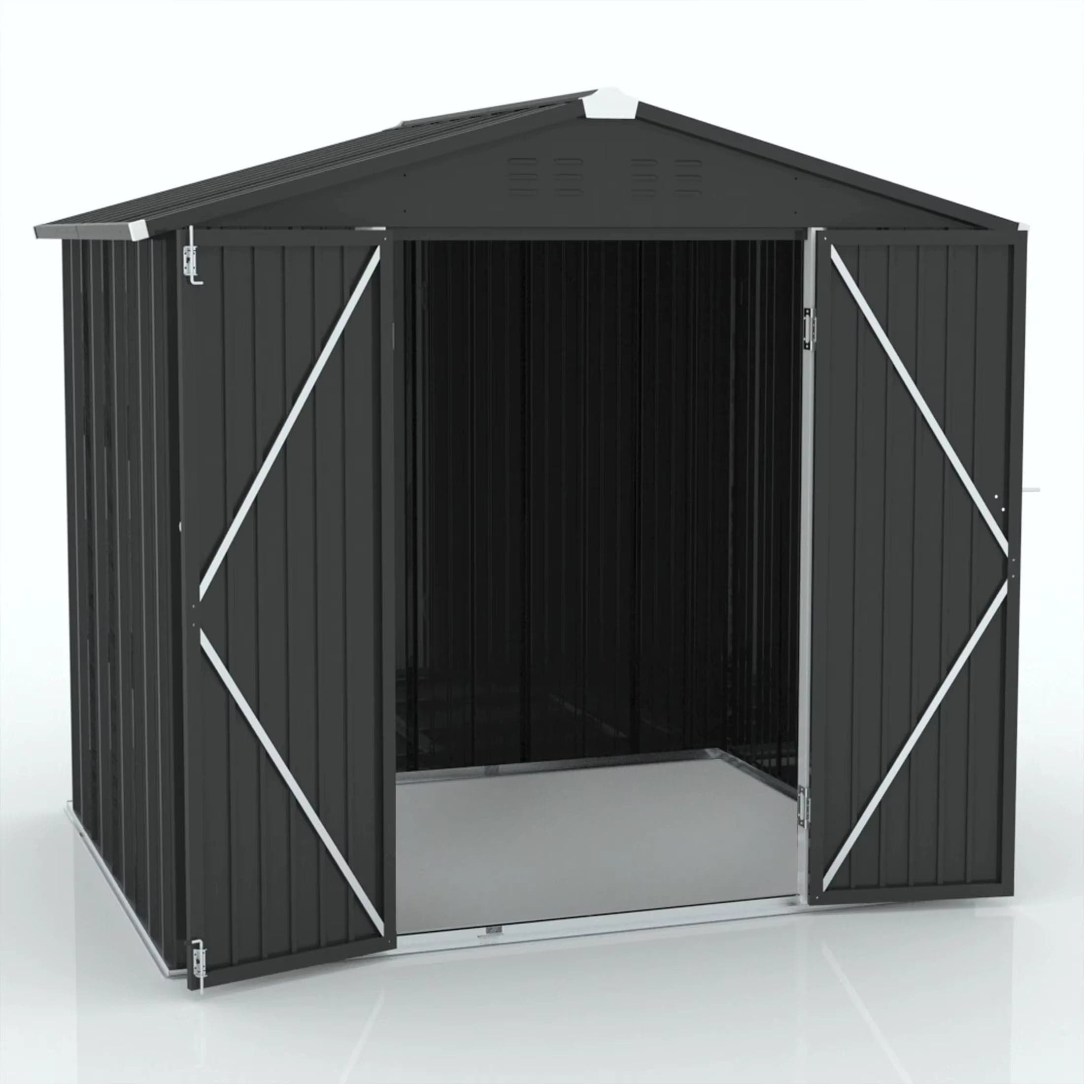 Metal Outdoor Storage Shed 8×6 FT with Hinged Doors and Vents