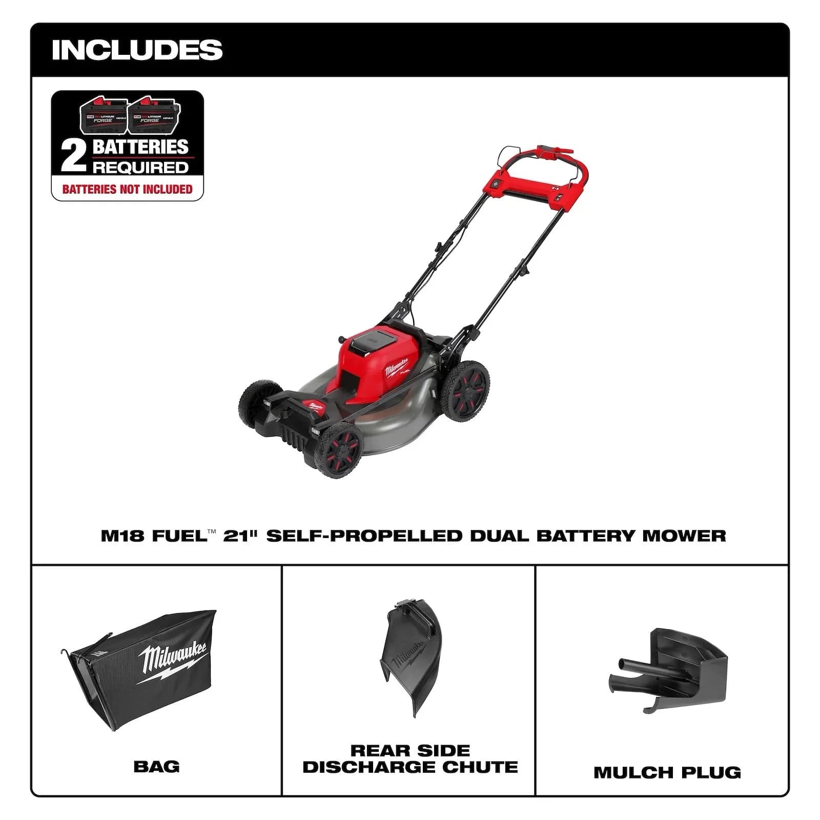 Milwaukee 2823-22HD M18 FUEL Self-Propelled Dual Battery Mower Kits