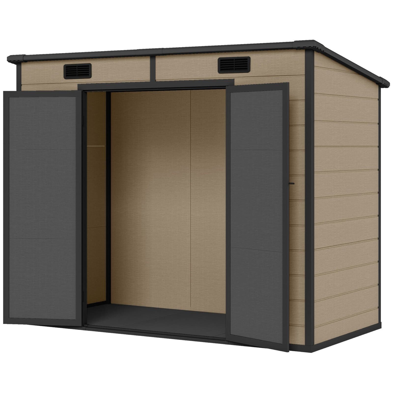 Outsunny 8' x 4' Outdoor Storage Shed Light Brown Resin