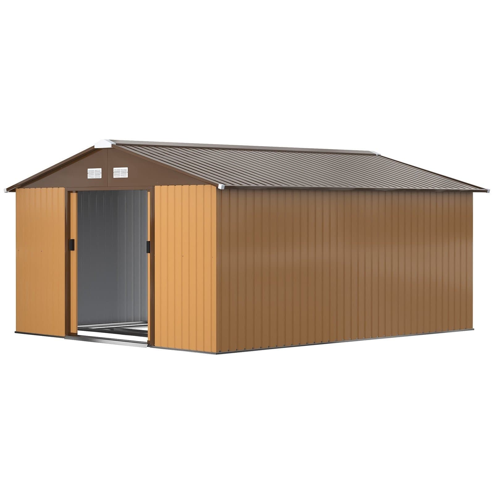 Outsunny Outdoor Storage Shed Yellow 11' x 13' Galvanized Steel