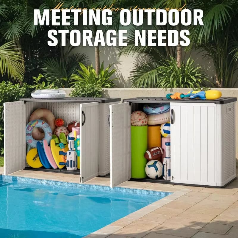 Spacious 27 Cu. Ft. Weatherproof Resin Horizontal Storage Shed