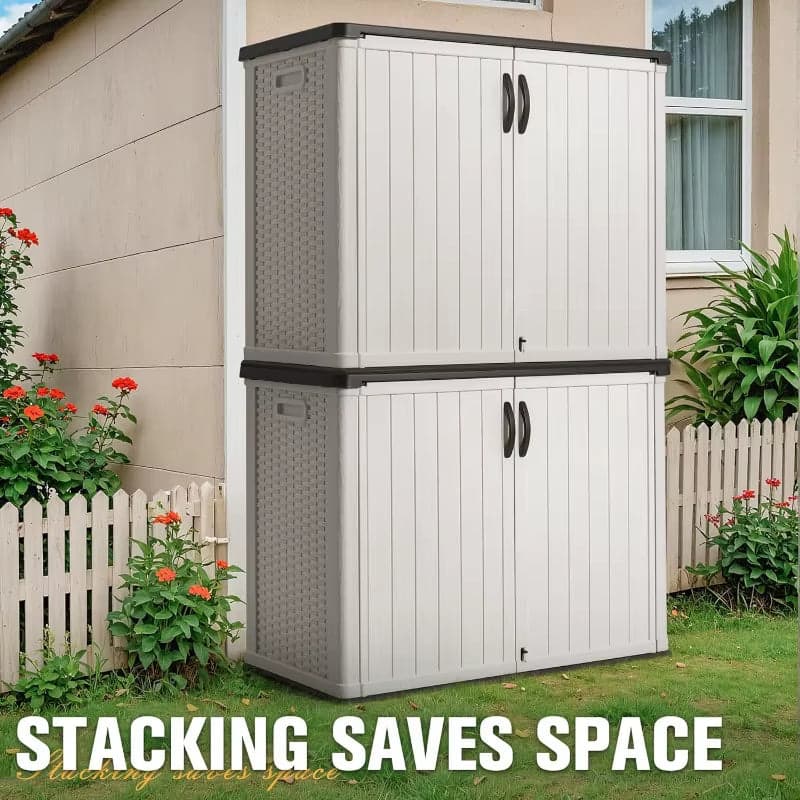 Spacious 27 Cu. Ft. Weatherproof Resin Horizontal Storage Shed