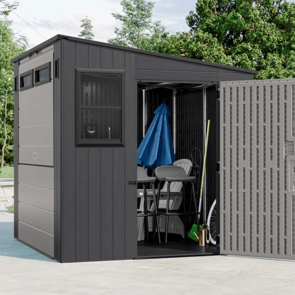 Suncast Cabana 8 x 7 ft. Resin Entertainment Storage Shed with Floor