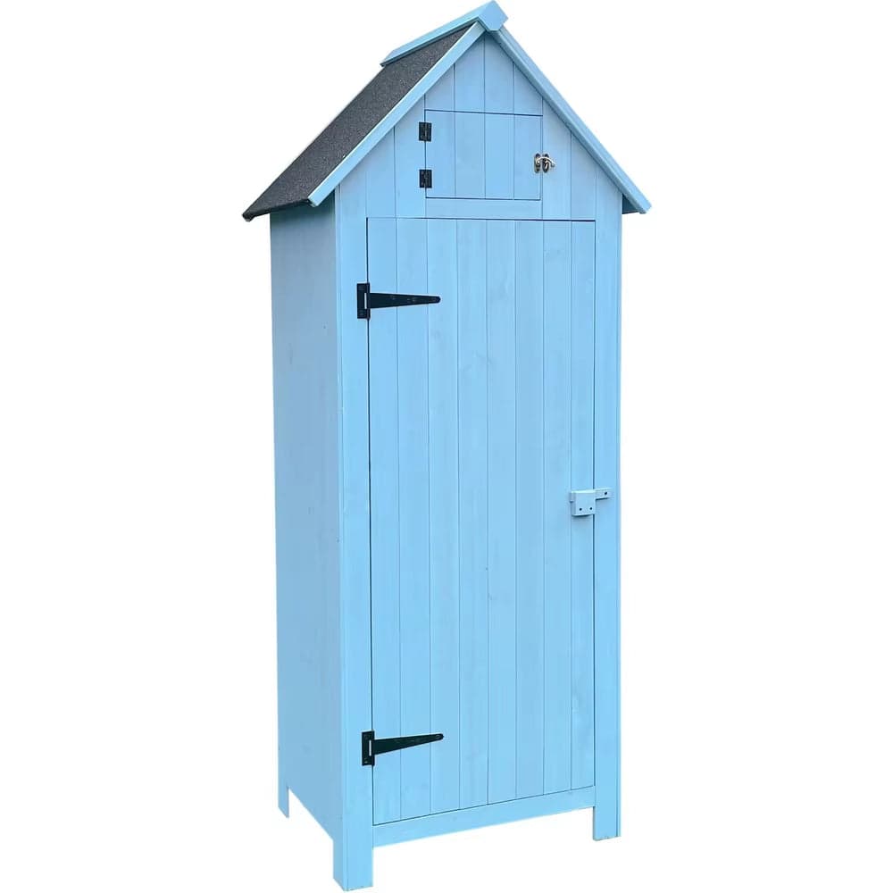 Waterproof Wooden Vertical Tool Shed with Loft and Lockable Door