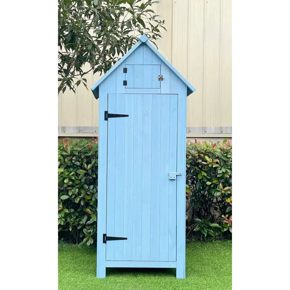 Waterproof Wooden Vertical Tool Shed with Loft and Lockable Door